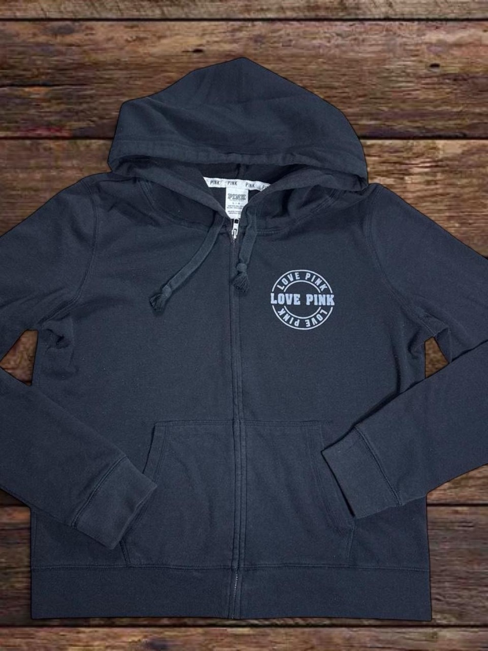 Victoria's Secret PINK Navy Zip-Up Hoodie with Logo